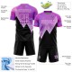 Benutzerdefinierte Lila Schwarz-Weiß Geometrische Muster Sublimation Fußball Uniform Trikot Benutzerdefinierte Lila Schwarz-Weiß Geometrische Muster Sublimation Fußball Uniform Trikot
