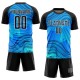 Benutzerdefinierte Himmelblau Schwarz-Weiß Wellen Sublimation Fußball Uniform Jersey Benutzerdefinierte Himmelblau Schwarz-Weiß Wellen Sublimation Fußball Uniform Jersey