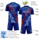 Benutzerdefinierte Royal Rot-Hellblau Dripping Splatter Kunst Sublimation Fußball Uniform Jersey Benutzerdefinierte Royal Rot-Hellblau Dripping Splatter Kunst Sublimation Fußball Uniform Jersey