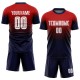 Benutzerdefinierte rot weiß-marine Sublimation verblassen Mode Fußball Uniform Trikot