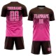 Benutzerdefiniertes braun-rosa-weißes Sublimations-Fußballtrikot Benutzerdefiniertes braun-rosa-weißes Sublimations-Fußballtrikot