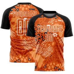 Benutzerdefiniertes Orange Bay Orange-Schwarzes Fußballtrikot mit afrikanischem Muster