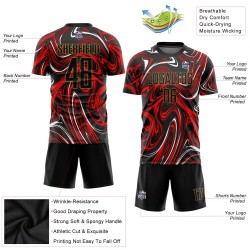 Benutzerdefinierte Figur Schwarz-Altgold Sublimation Fußball Uniform Trikot Benutzerdefinierte Figur Schwarz-Altgold Sublimation Fußball Uniform Trikot
