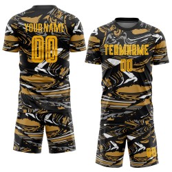 Benutzerdefinierte Figur Gold-Altgold Sublimation Fußball Uniform Trikot