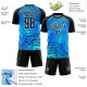 Benutzerdefinierte Himmelblau Schwarz-Weiß Wellen Sublimation Fußball Uniform Jersey Benutzerdefinierte Himmelblau Schwarz-Weiß Wellen Sublimation Fußball Uniform Jersey